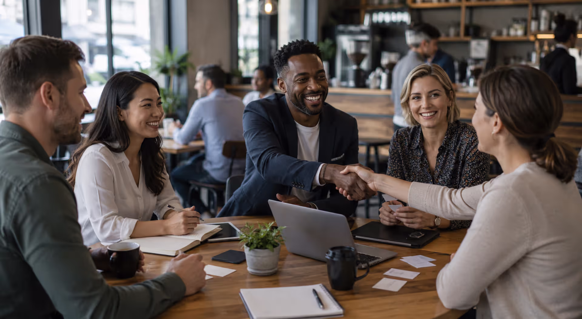 Small business owners networking and building professional relationships